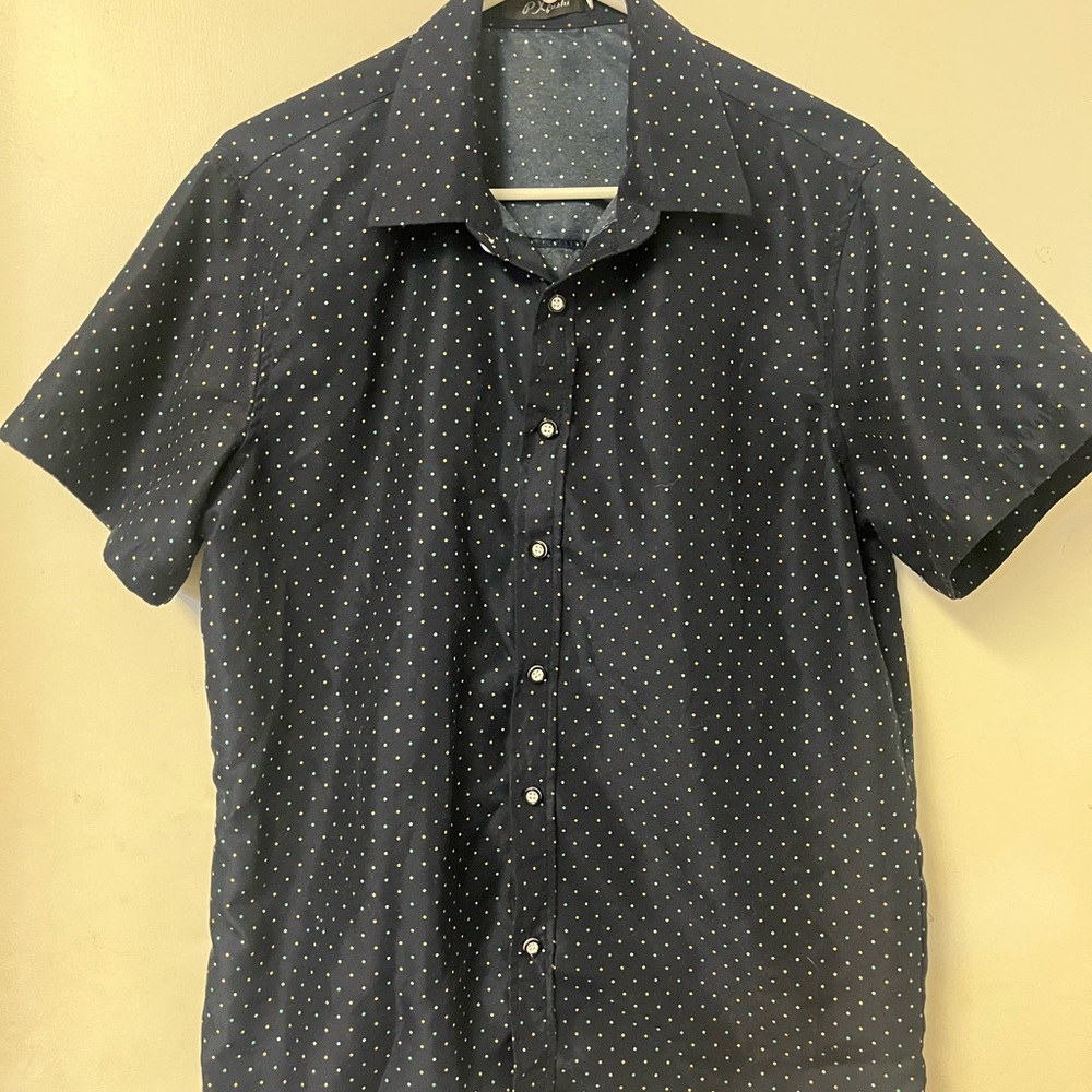 Classic Navy Polka Dot Dress Shirt